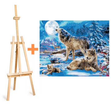 Dětský set na malování - stojan a plátno na vymalování Smečka vlků